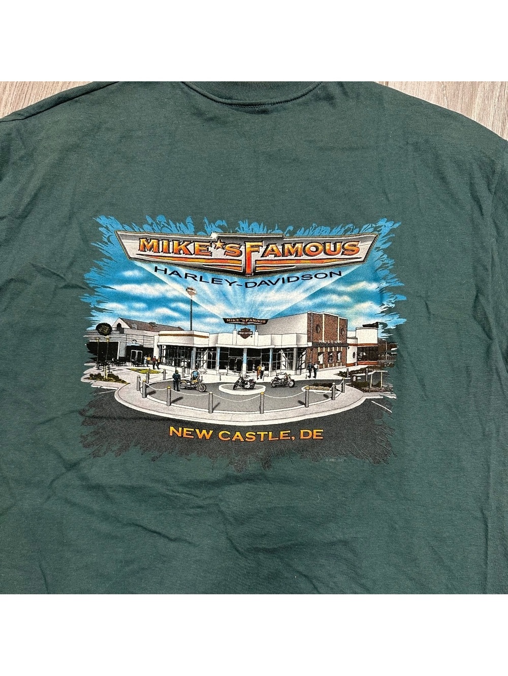 Harley-Davidson Mike's Famous New Castle DE Graphic T-Shirt XL Green - Picture 6 of 6